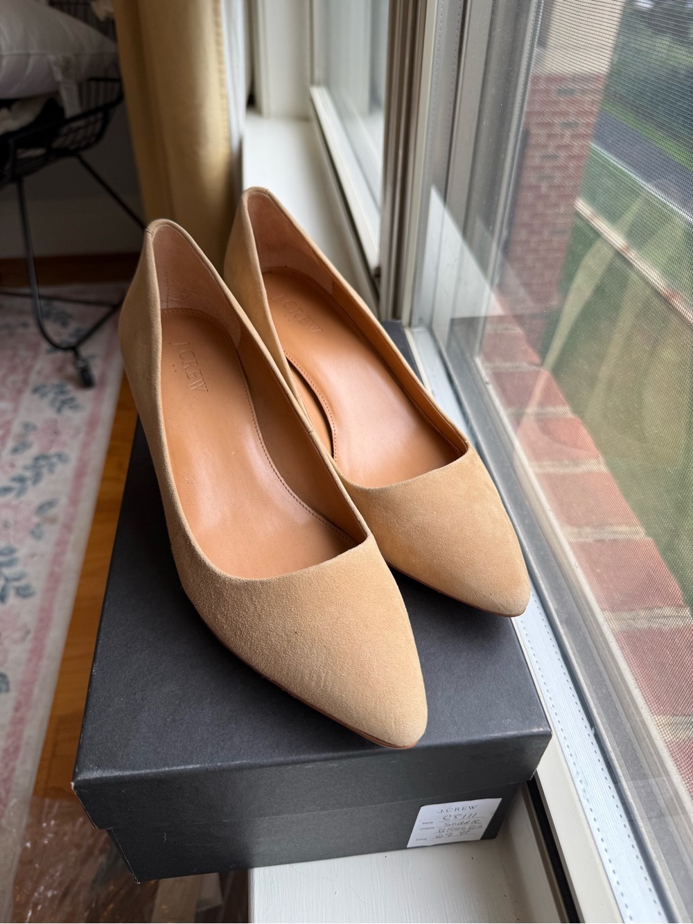 J. Crew Beige Suede Pointed Toe Pumps